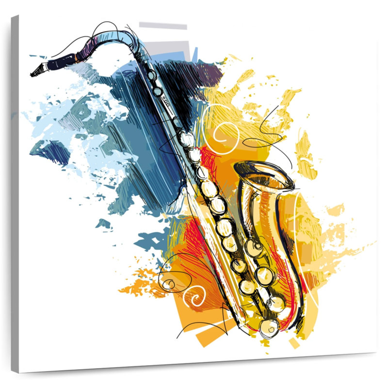 Esquisse de saxophone Abarca, H 10 po x l 10 po