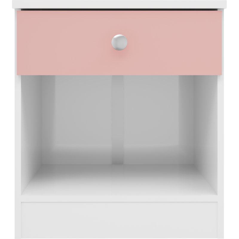 Sydnea 1 Drawer Bedside , White/Pink