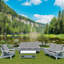 Hanches avec grain de bois toutes saisons, jardin extérieur blanc, coussin relaxant, grain élégant et confortable