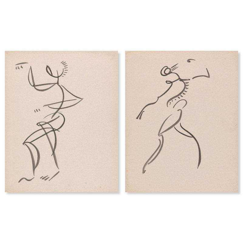 Ensemble de 2 figurines dansantes modernes , H 24 po x l 20 po, Toile tendue