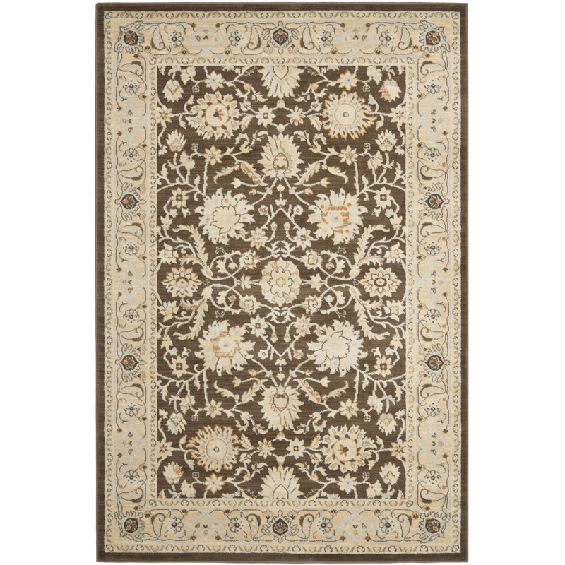 Tapis brun / ivoire Lavelle, Rectangle 5 pi 1 po x 7 pi 7 po