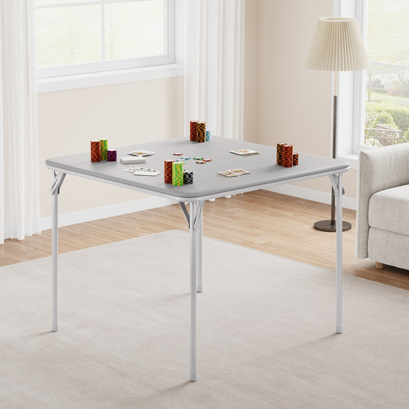 Table pliante portative pour jeux de cartes - dessus rembourré en polyuréthane 34 po, structure en acier robuste - rangement facile, aucun assemblage requis - table de jeu pour poker, fêtes, casse-têtes, intérieur / extérieur - gris