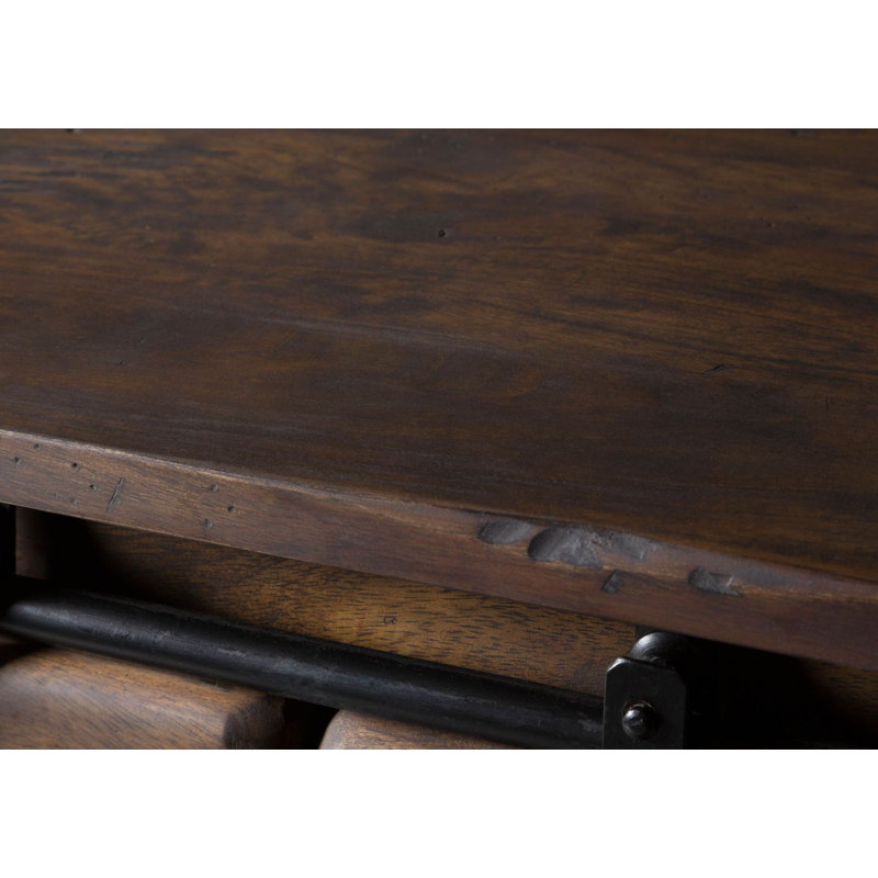 Railway 150cm Solid Wood Sideboard, Brown Lacquered