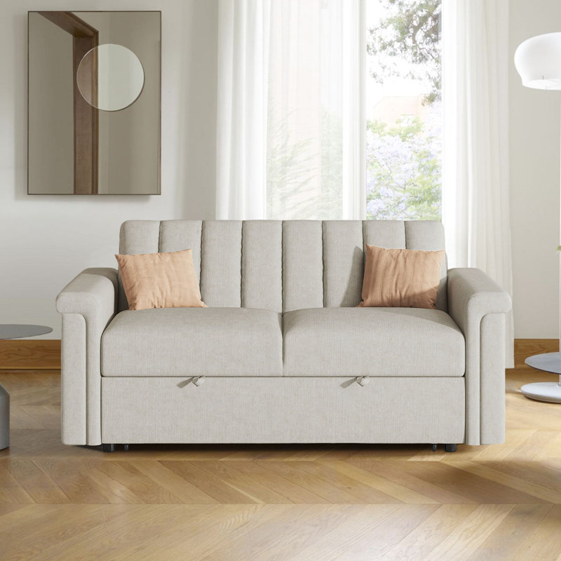 Niema 61.4'' Corduroy Sofa, Beige Corduroy