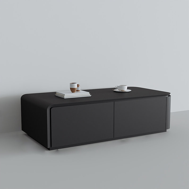 Multifunctional coffee table with open storage, 15.75" H x 51.18" L x 27.56" W, Black