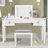 Vanity Set With Mirror And Stool - Makeup Vanity Table With Storage Drawers And Organizer, Space-Saving Design For Small Bedrooms