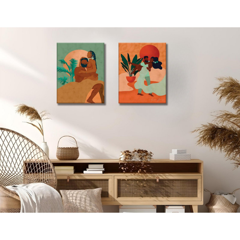 Stunning Decorative Canvas Paintings (2 Pieces), 11.8 x 15.7 inches Each | 50% Cotton / 50% Polyester, Digital Printing on Canvas | Elegant Wooden Frame (0.8 x 1.2 inches) | Perfect for Home Decor & Art Enthusiasts
