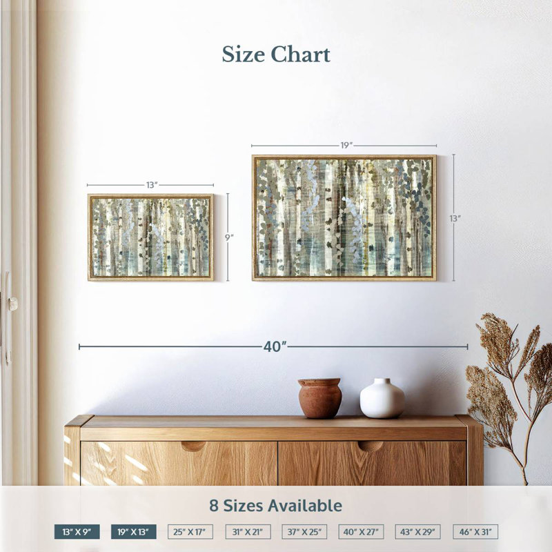 Birch Wood Meadow, 19" X 13", Floating Frame Natural Wood