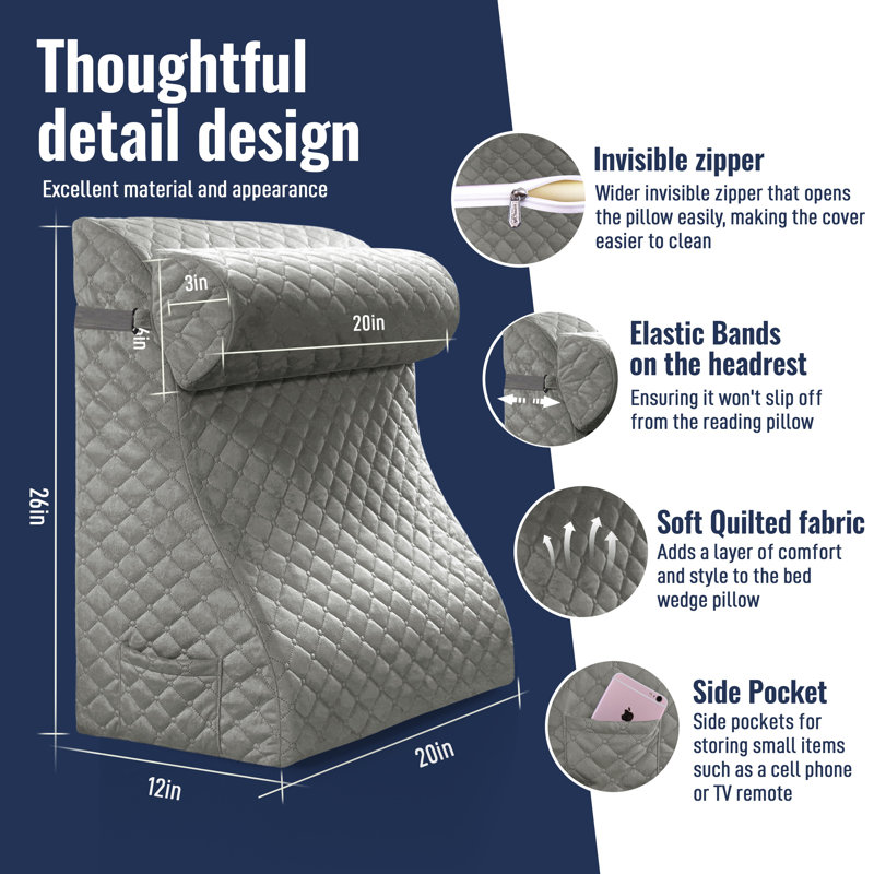 Triangular Backrest Cushion, Grey