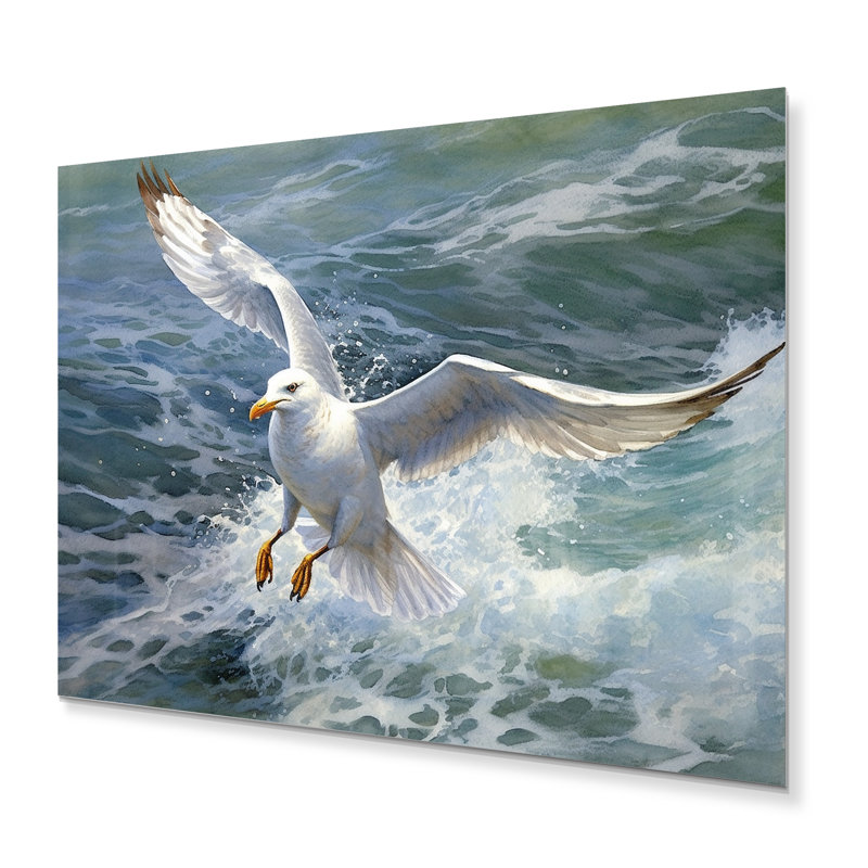 Mouette veillée IV - Reproduction d'art mural en métal, H 12 po x l 20 po x P 1 po