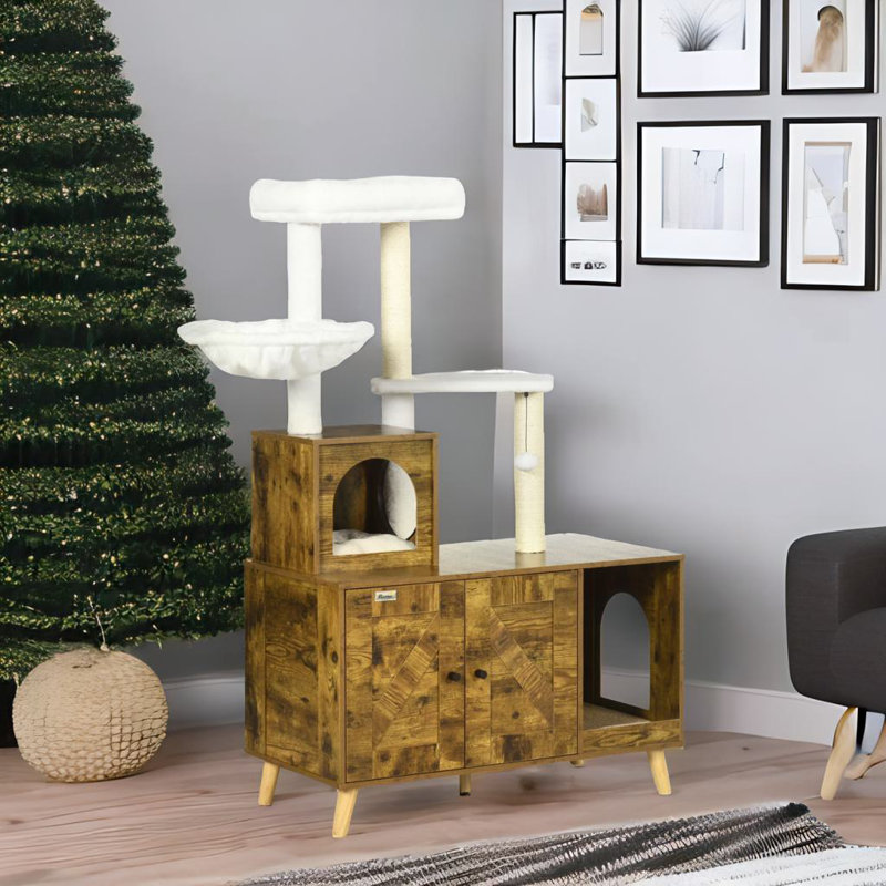 Cat Tree With Litter Box Enclosure