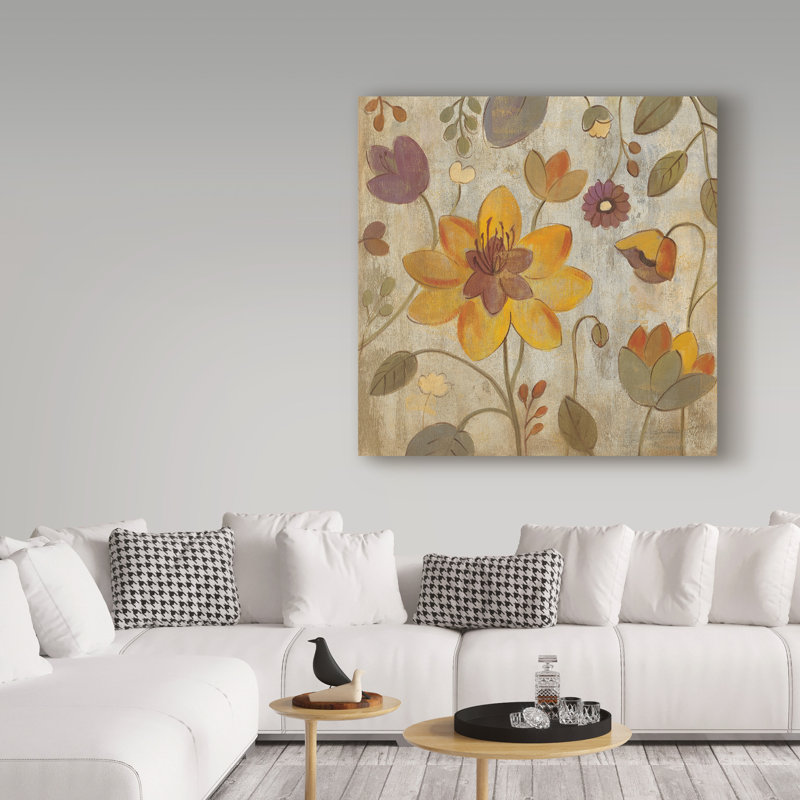 « floral song ii », reproduction de peinture à l’acrylique sur toile tendue, H 35 po x l 35 po x P 2 po