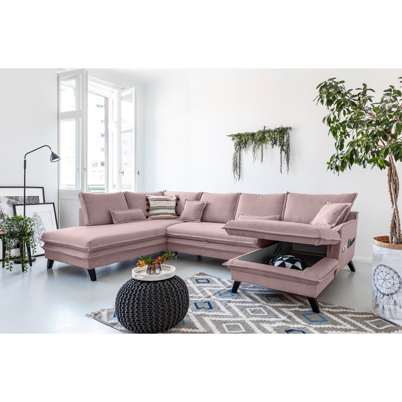 Charming Charlie Upholstered Corner Sofa, Left Hand Facing, Powder Rose