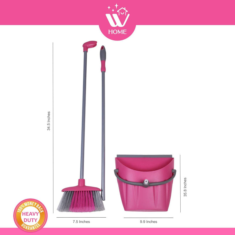 Ensemble balai et pelle pour la maison W, poils longs et fins, brosse de nettoyage multi-surfaces