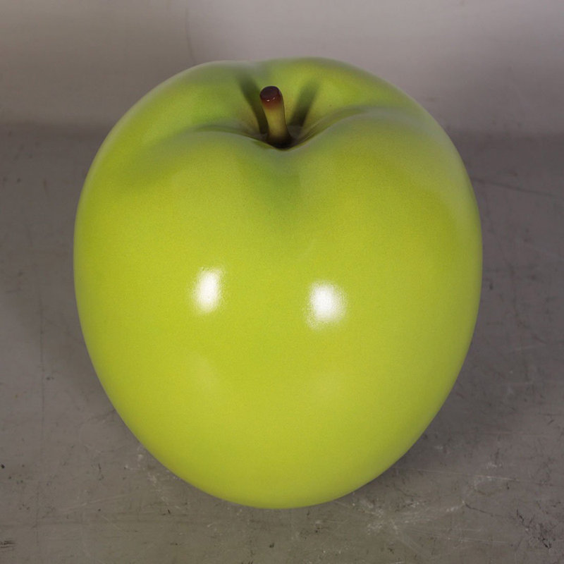 Statue de pomme verte surdimensionnée, H 10 po x l 10,75 po x P 10,75 po
