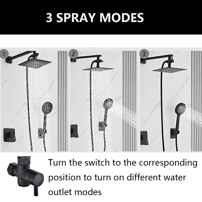 8 Inch Shower Head With Handheld Spray Combo, Black