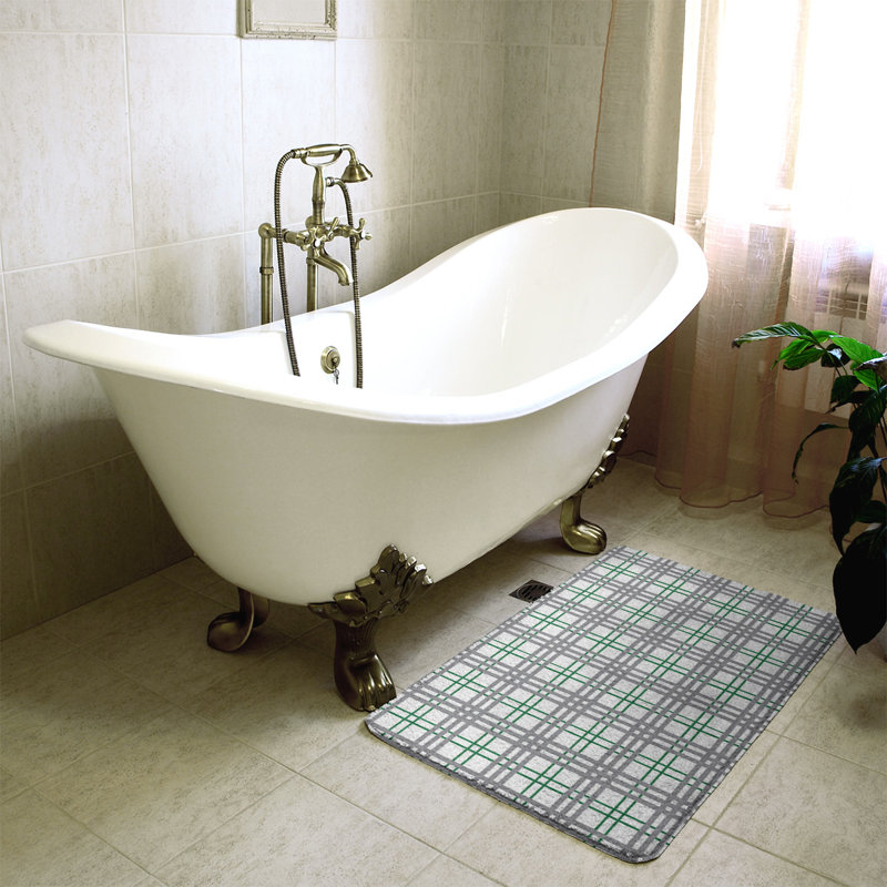 Tapis pour salle de bain Philadelphia, l 21 po x L 34 po, Vert / Gris / Blanc