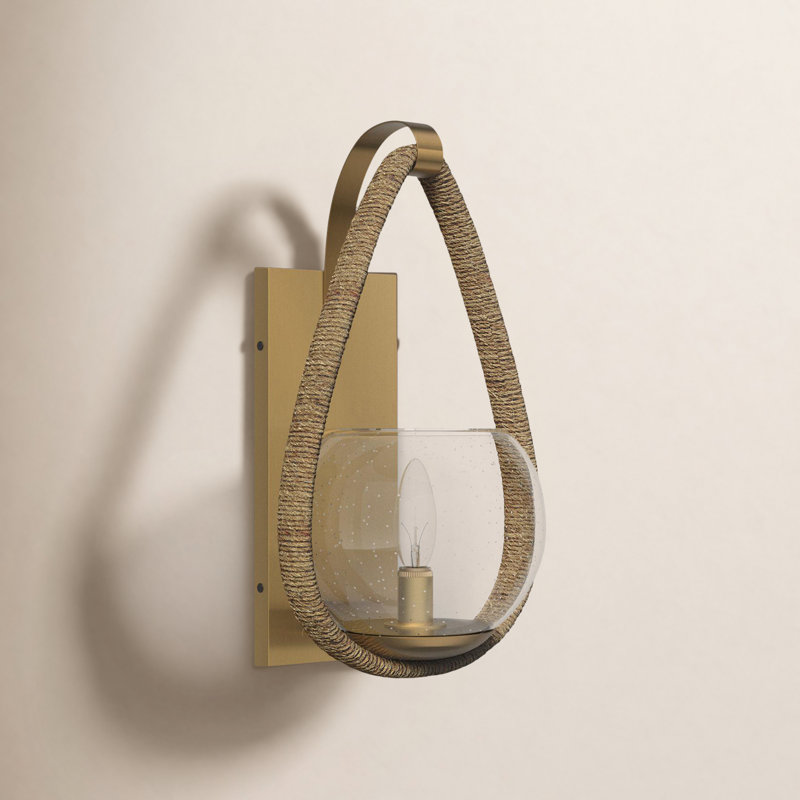 Jossa 1 - Light Wall Sconce In Warm Brass And Rope