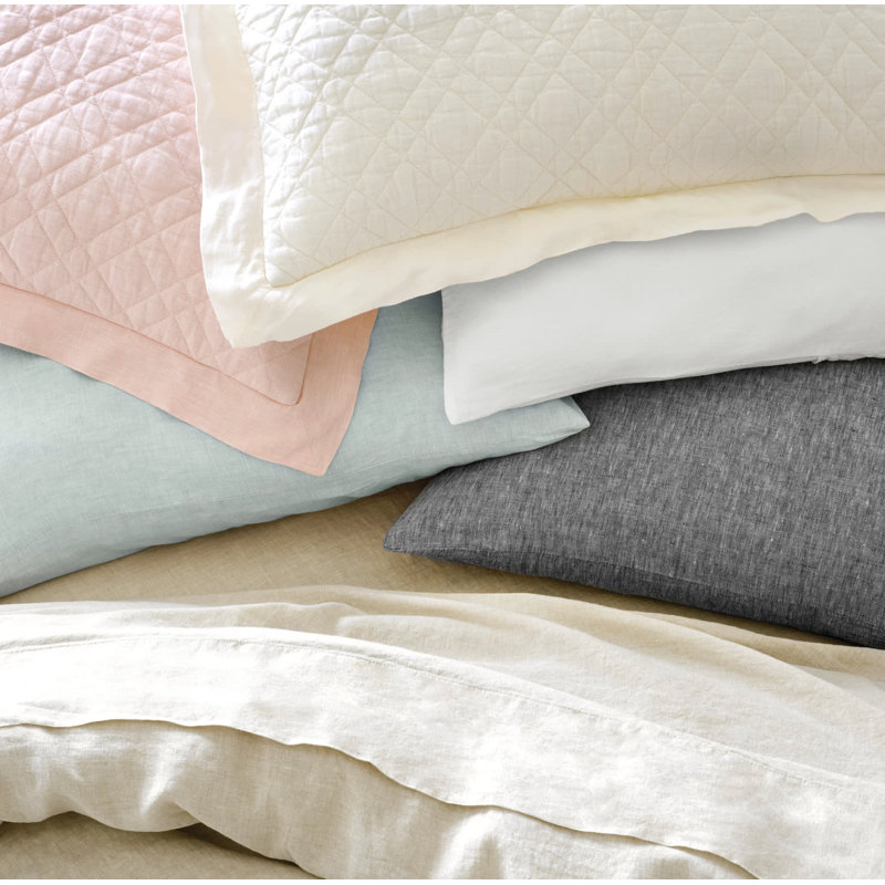 Taie décorative matelassée en lin délavé, Européen, Rose pantoufle