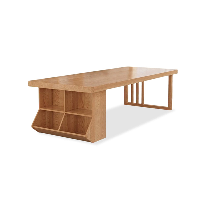 Burlywood Rectangular Solid Wood desk, 29.53" H x 86.61" W x 35.43" D