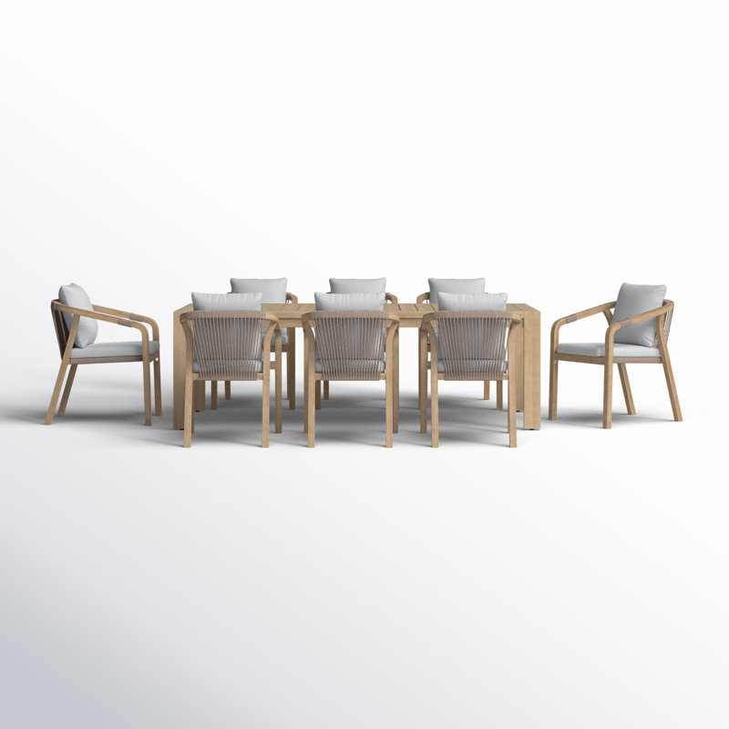 Ensemble repas 9 pièces Joly, beige, Brun