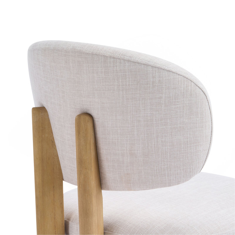 Chaises de salle à manger rembourrées beige avec cadre naturel scandinave, 2, Naturel