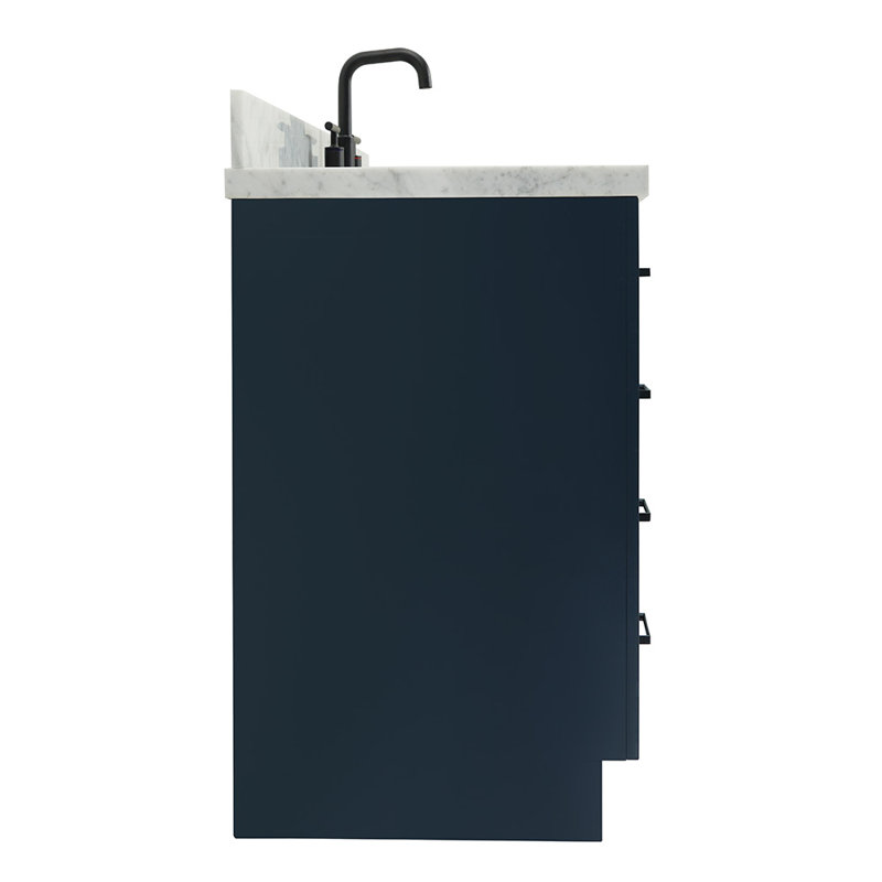 ARIEL HEPBURN 37 IN RIGHT OFFSET RECTANGULAR SINK VANITY 1,5 IN, Midnight Blue, Rectangular, Left