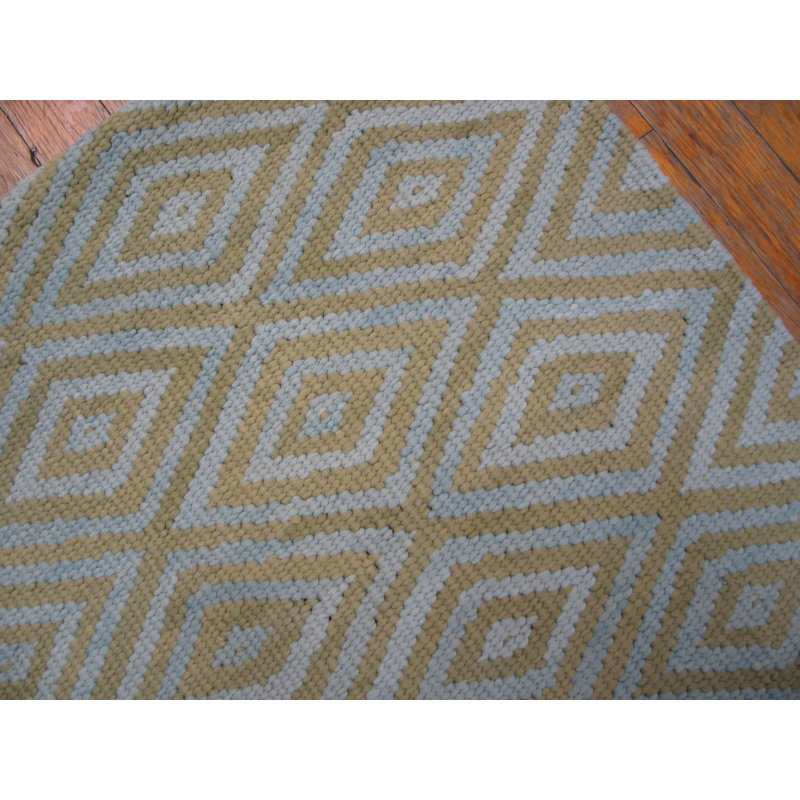 Tapis gris / beige en laine noué à la main de conception unique 8 pi x 10 pi
