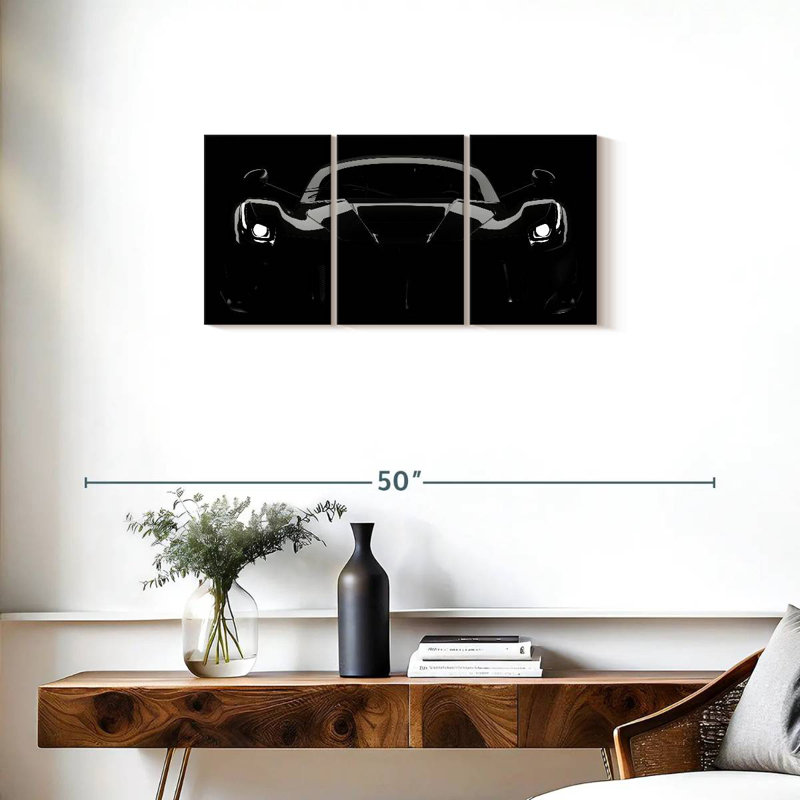 Mehar Silhouetted Black Car, 15" H x 32" W