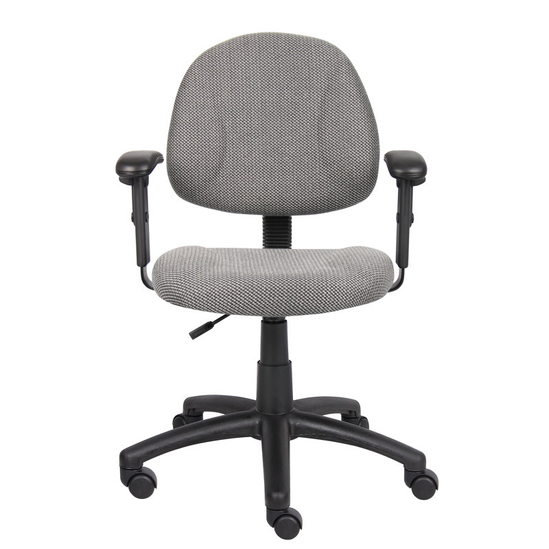 Task Chair, Gray Twill, Adjustable Arms