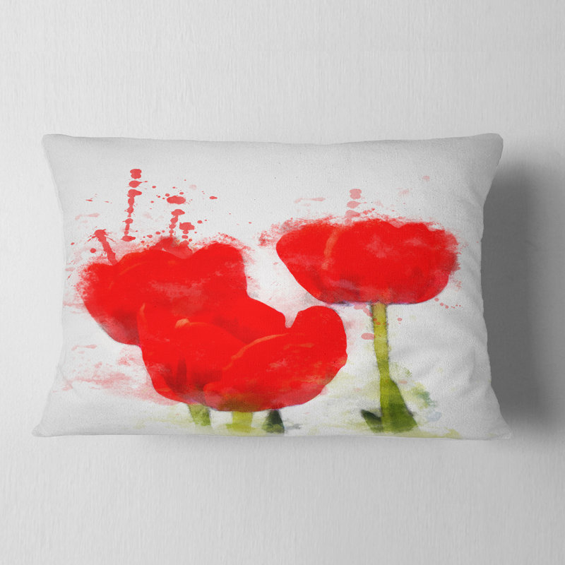 Coussin lombaire floral avec éclaboussures de tulipes brillantes