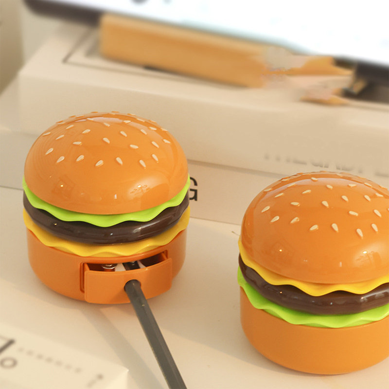 Veilleuse hamburger DEL rechargeable, lampe de chevet, taille-crayons pour enfants, lampe de bureau avec rangement intégré, cadeau