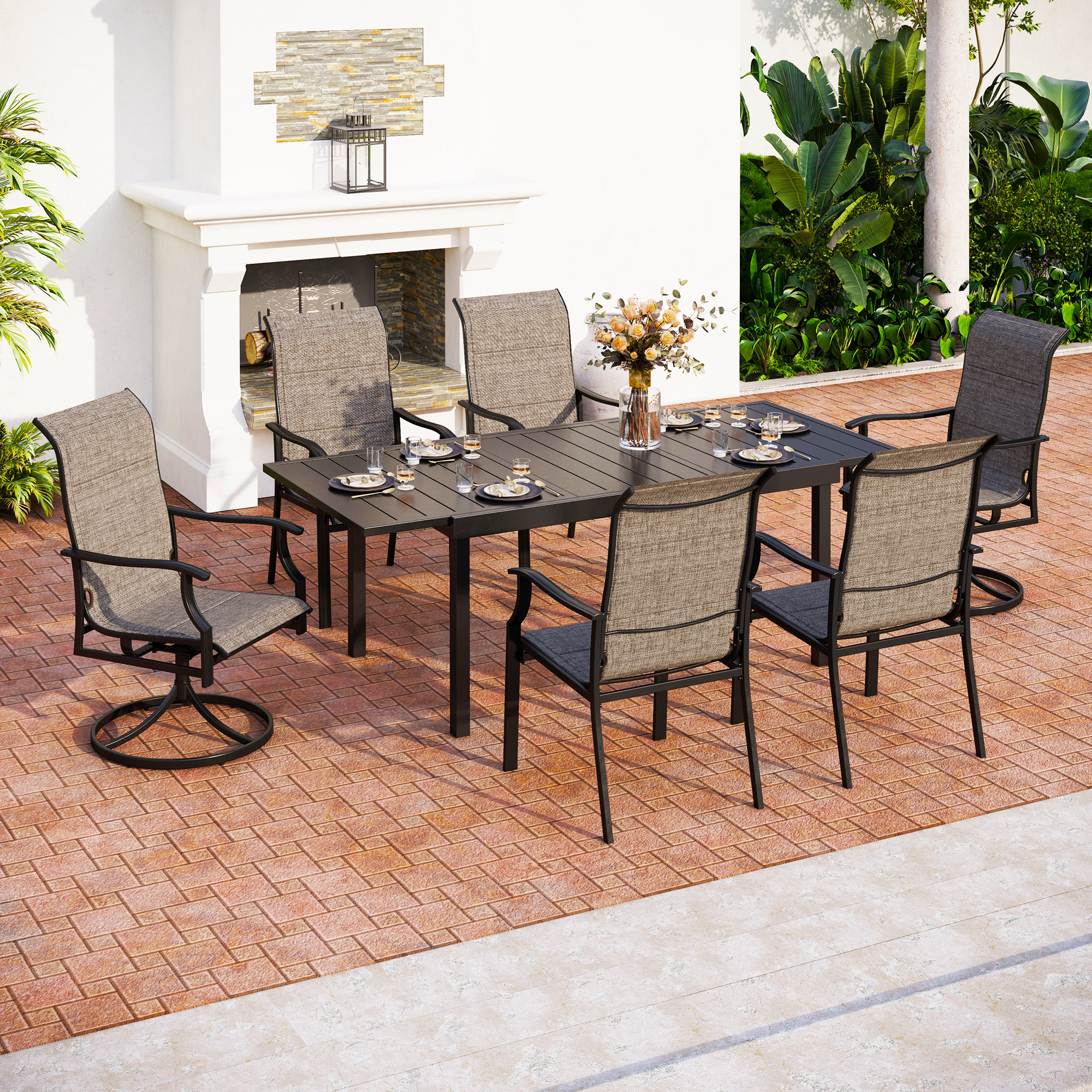 6 - Person Rectangular Extendable Outdoor Dining Set
