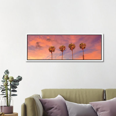 Palm Trees Sunset by Melanie Viola - Panoramic Print on Canvas