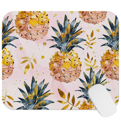 Food and Kitchen Luxe Pineapples VIII Fruits Pineapples Glam Gaming Cute Office Laptop Desk Pad Gift Mat Square Rectangle Non-Slip Mousepad