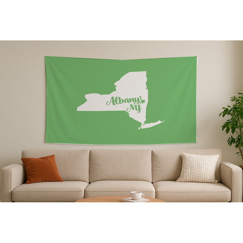 Douce maison Albany — Silhouette de l'État de New York — Tapisserie murale tissée de paysage, H 26 po x l 36 po