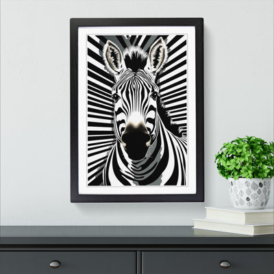 XYZ-FRM-V1223-1740 Zebra Op No.3 - Single Picture Frame Print on Wood