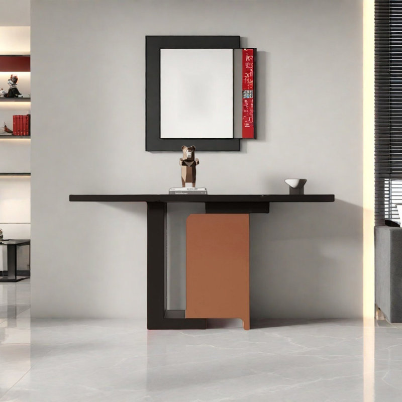 Console Modern Minimalist Art, Noir / Orange, H 33,46 po x l 51,18 po x P 15,75 po