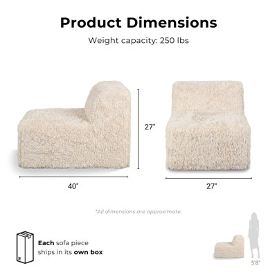 Cathryn Faux Fur Foam Modular Compressed Armless Chair