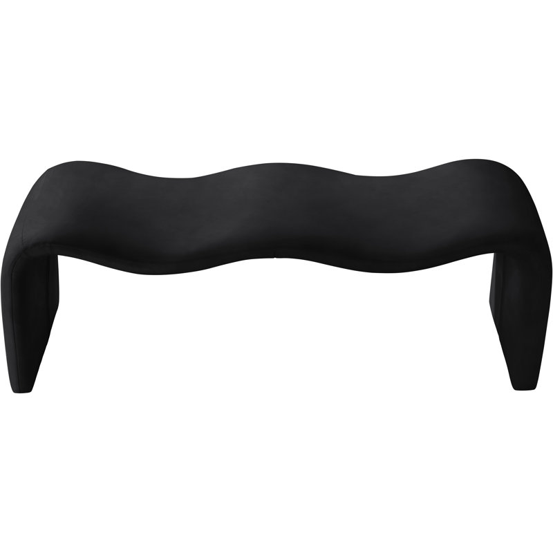 Monifa Vegan Leather Bench, Black Vegan Leather