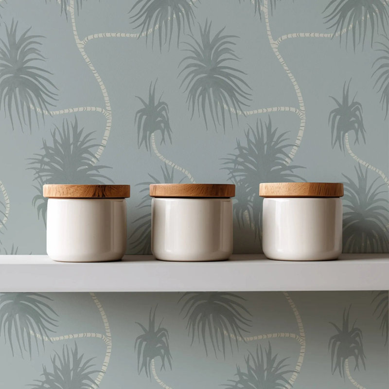 Dragon Tree - Wallpaper, Faded Juniper, Peel & Stick, Self-adhesive