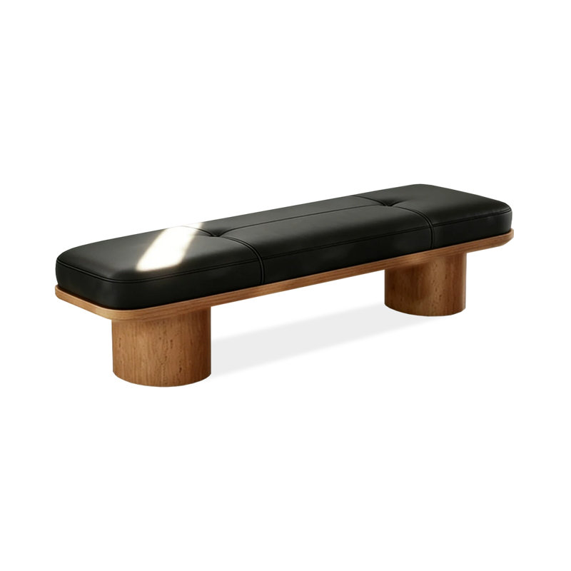 Banc rembourré noir, 15.75" H x 62.99" W x 13.78" D