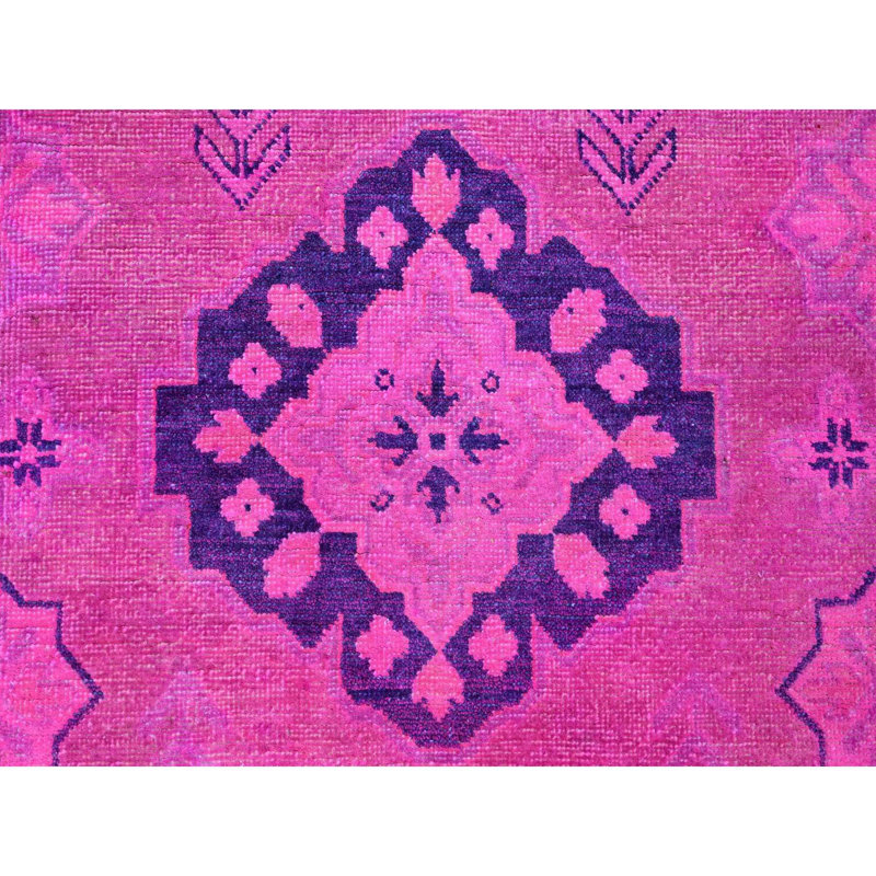 Tapis oriental noué à la main 100% laine noué à la main 8 pi x 9 pi 7 po rose chaud 8 pi x 9 pi 7 po