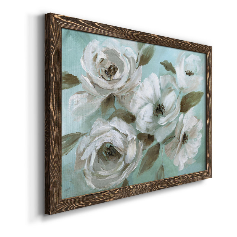 Jade Garden - Peinture sur toile encadrée, H 20 po x l 17 po x P 1,5 po, Toile avec cadre en noyer