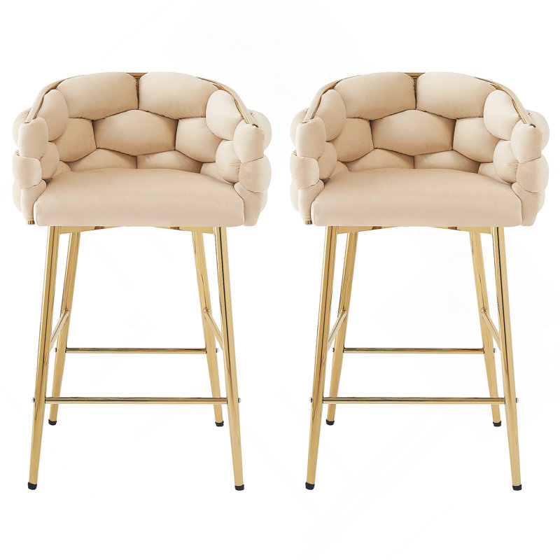 Ensemble de deux tabourets de comptoir modernes avec dossier et coussin moelleux, repose-pieds, idéal pour la cuisine, la chambre à coucher ou la salle à manger