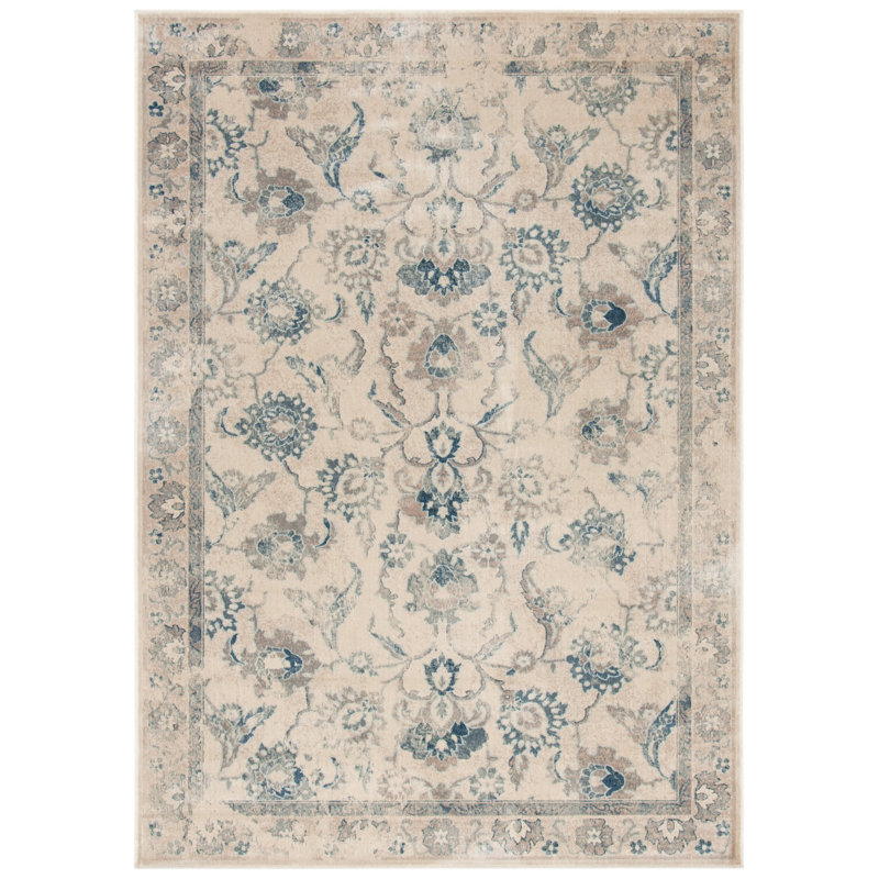 Syliva Viscose Oriental Fibre Green/BlueArea Rug, Rectangle 6'7" x 9'2"