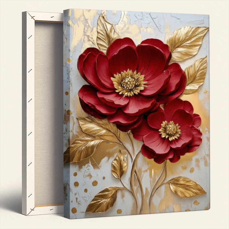 "Red Gold", reproduction d'art sur toile, ensemble de 1, Wrapped Canvas, 24"H x 18"W