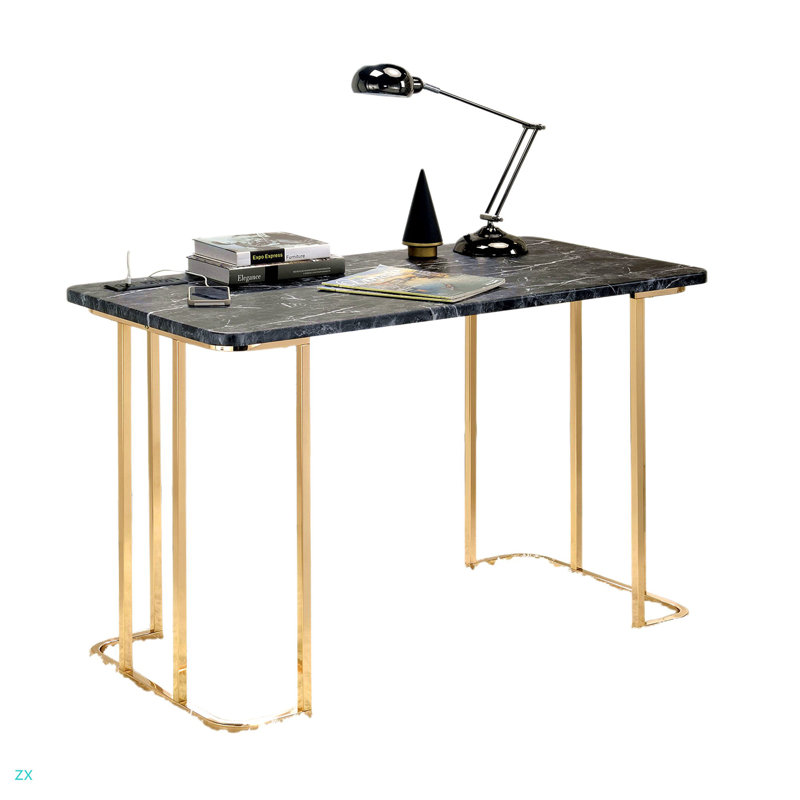 Bureau contemporain avec faux marbre USB sur le dessus et prise de courant