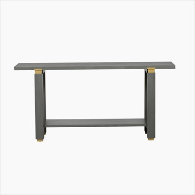 Modern Minimalist Console Table With Solid Wood And Metal Accents, Built - In Shelf For Versatile Living Spaces
