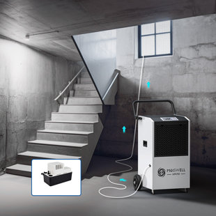 170 Pints Commercial Dehumidifier With Pump Automatic Continuous Draining for Basements & Industrial Sites up to 7,500 Sq. Ft.